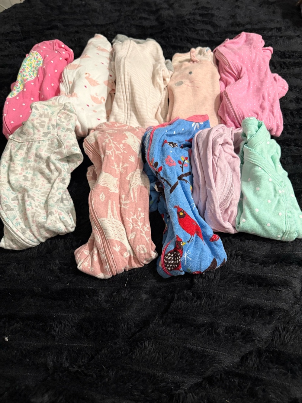 Carter's Assorted Girls' One-Piece Footies in Pink, Blue, Mint & Cream